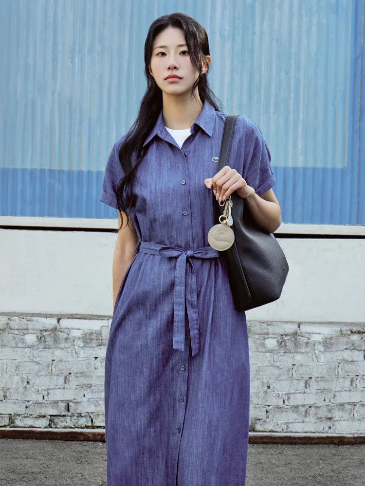 Платье-рубашка LACOSTE Royal Blue с поясом