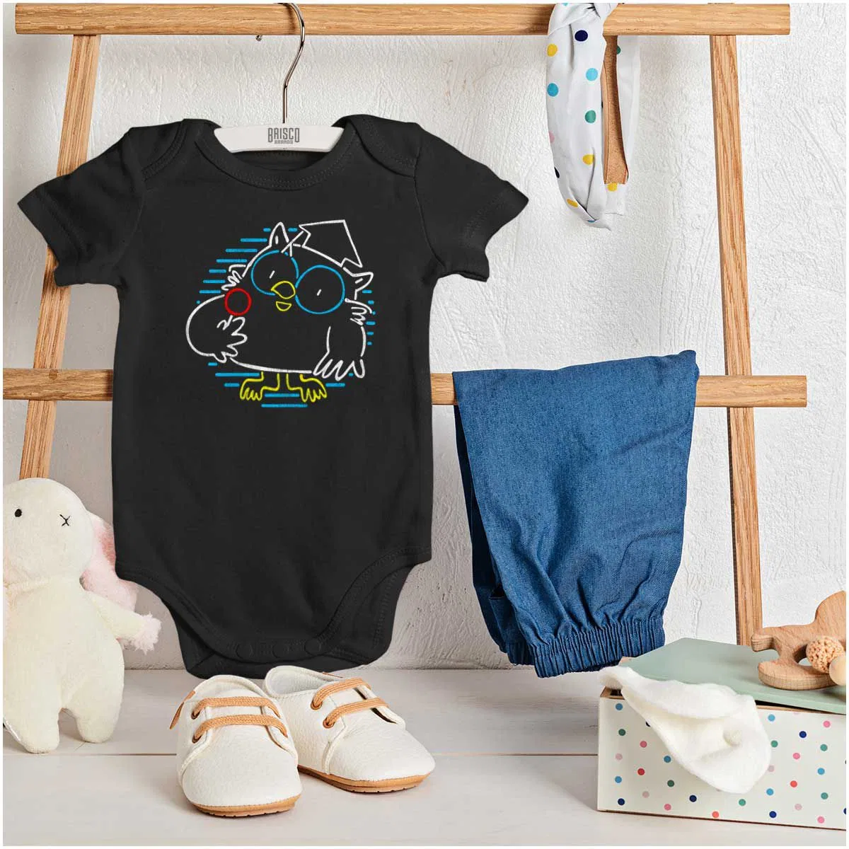 Детский боди-комбинезон с принтом Tootsie Owl Brisco Brands, Black — фото 3