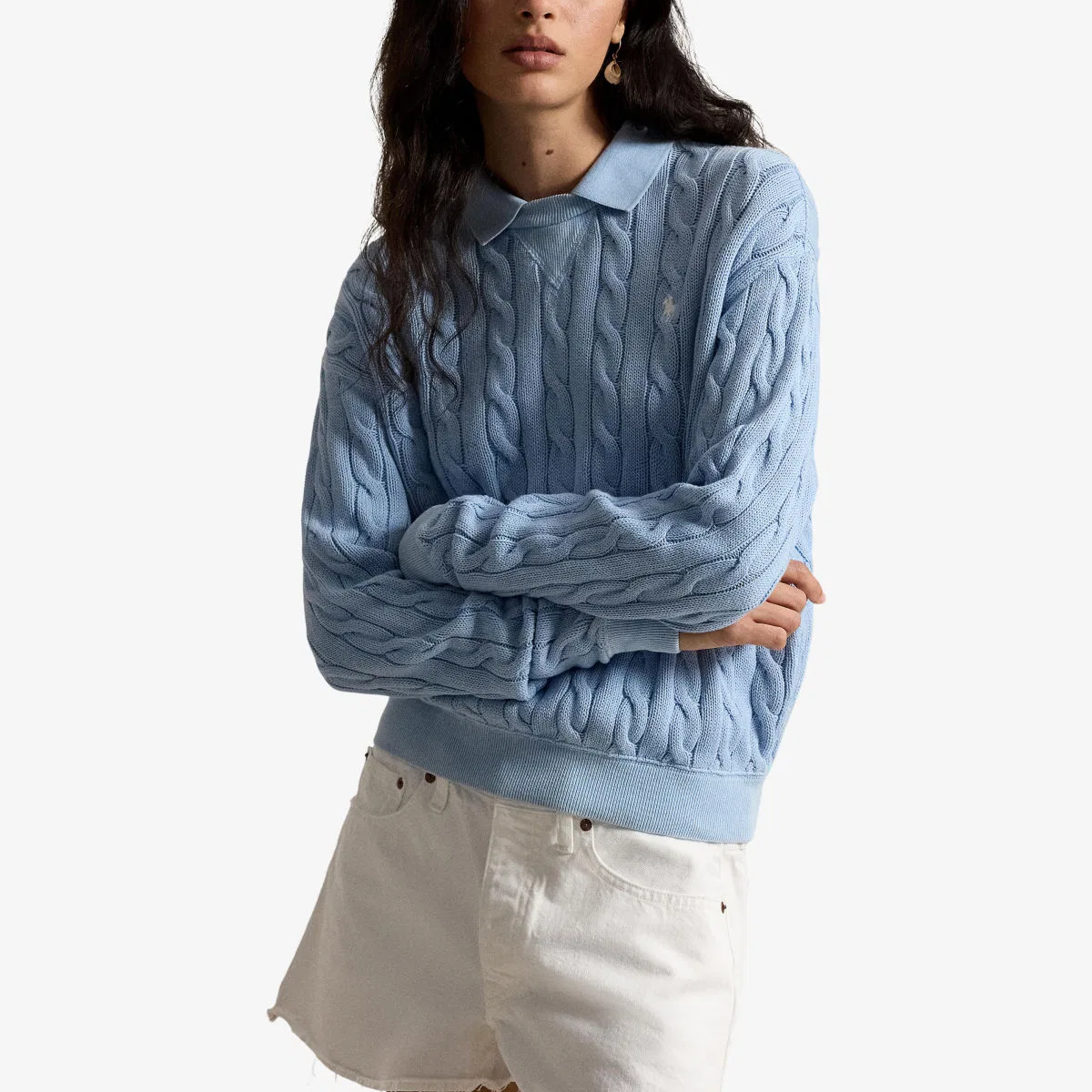 Хлопковая рубашка-поло с воротником и вышитым логотипом Polo Ralph Lauren, синий — фото 3