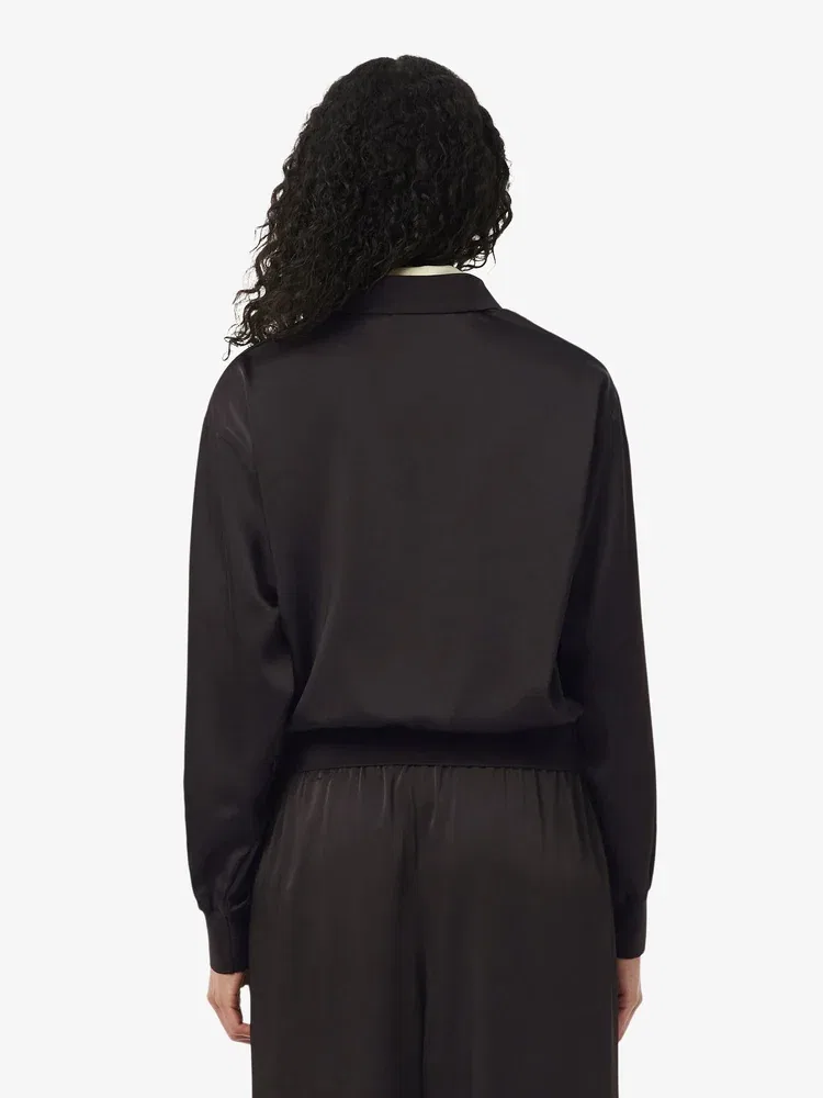 Футболка с длинным рукавом LACOSTE Flowing Satin, сатиновая, Antique Gold — фото 3