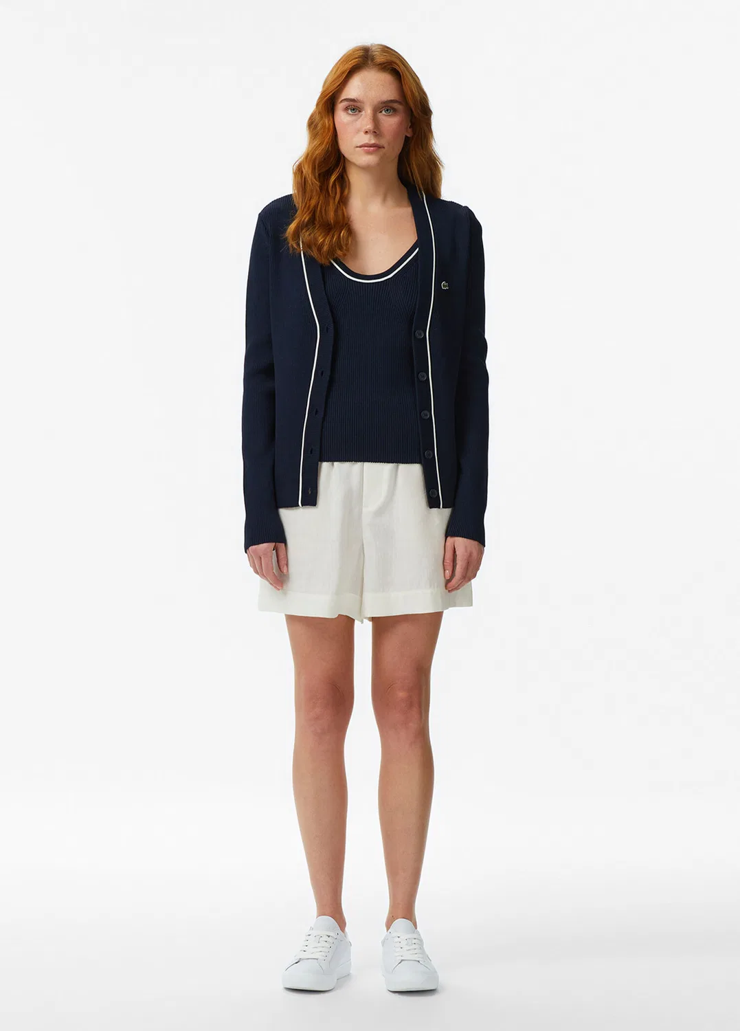 Блуза Lacoste V-образный вырез Slim Fit, navy — фото 3