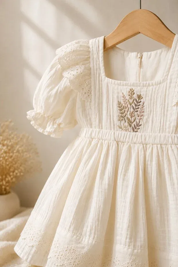 Детское платье для девочек с принтом Wondress Baby, Cream — фото 3