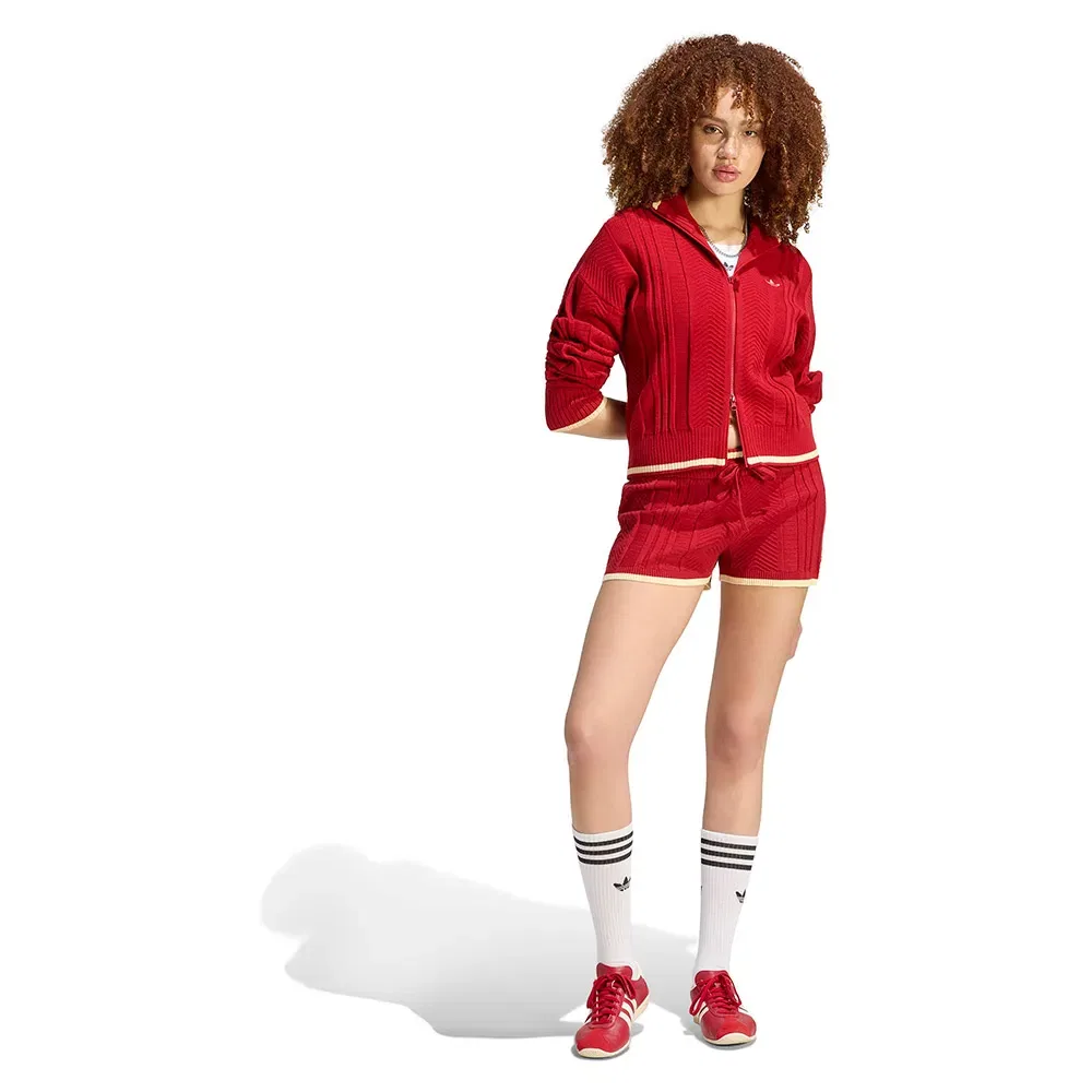 Свитшот с полной застежкой-молнией Cable Knit Firebird Adidas Originals, красный — фото 4
