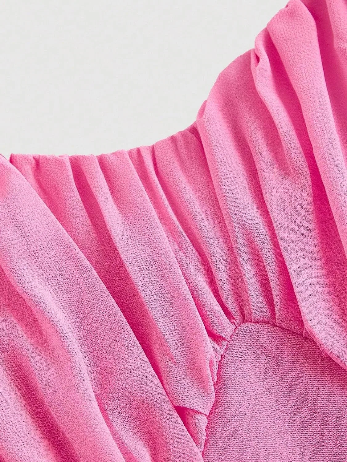Женское летнее платье-ками с открытой спиной и драпировкой на груди, Hot Pink — фото 4