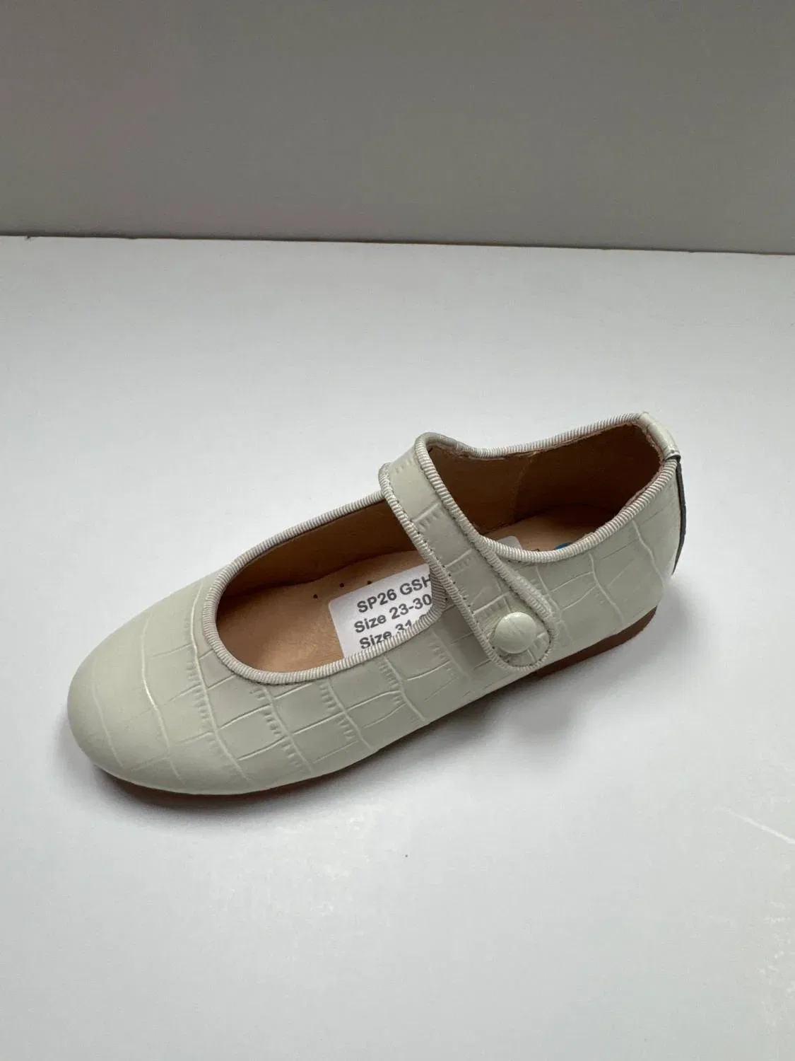 Детские туфли Мэри Джейн с тиснением под крокодила Aurora Mary Jane 1936, White Croco