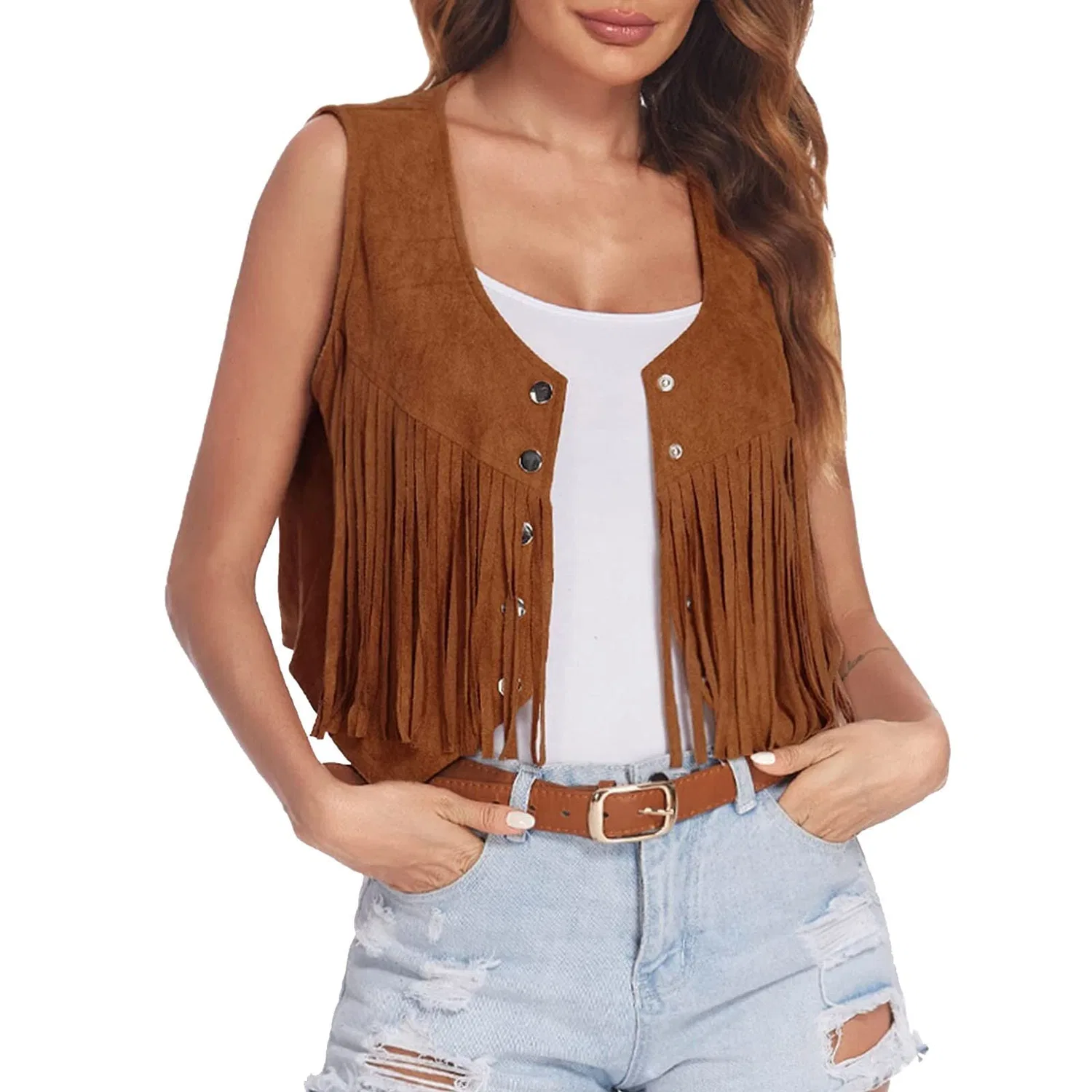Женский кардиган с бахромой Western Nappa Jacket, Cachi