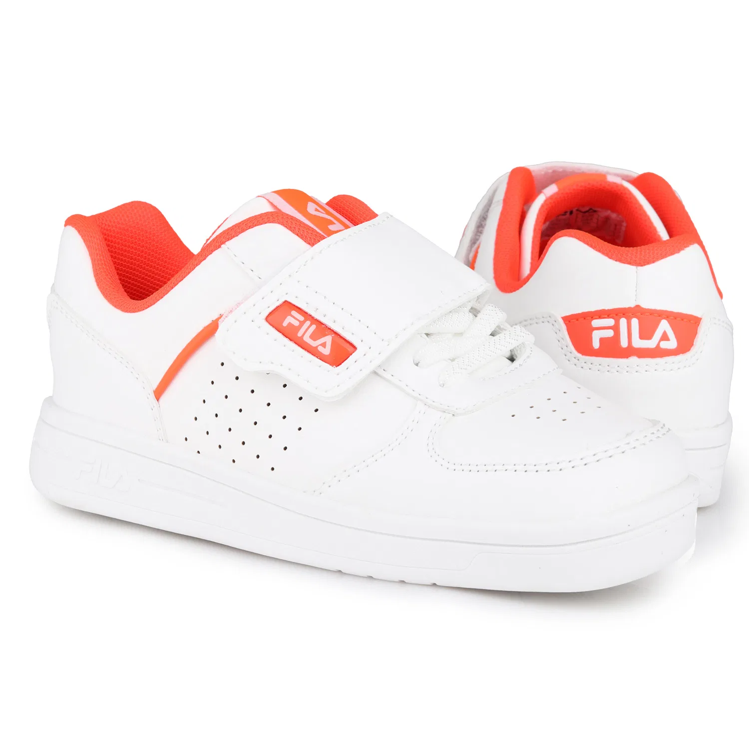 Детские кроссовки на липучках Fila C.Court, White Fiery Coral