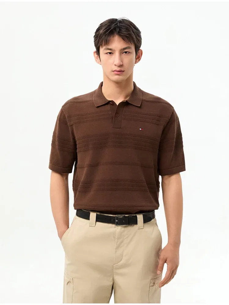 Свитер поло хлопковый смесовый Polo Shirt TOMMY HILFIGER, Ochre