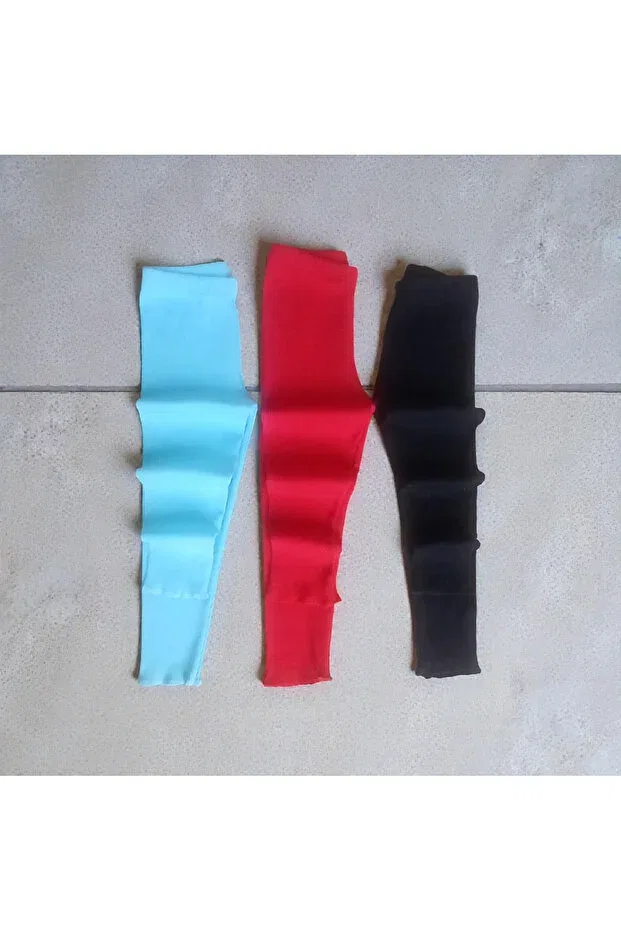 Детские леггинсы для девочек трикотажные комплект 3 шт Fun Kids Colthinig, Red-Black-Sky Blue — фото 4