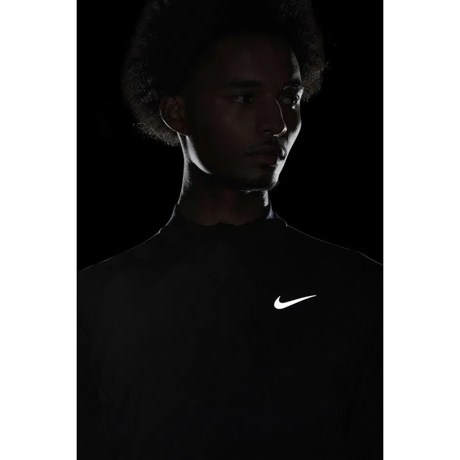 Мужской свитшот для бега с полузамком и моделью Element, Nike, Черный — фото 4