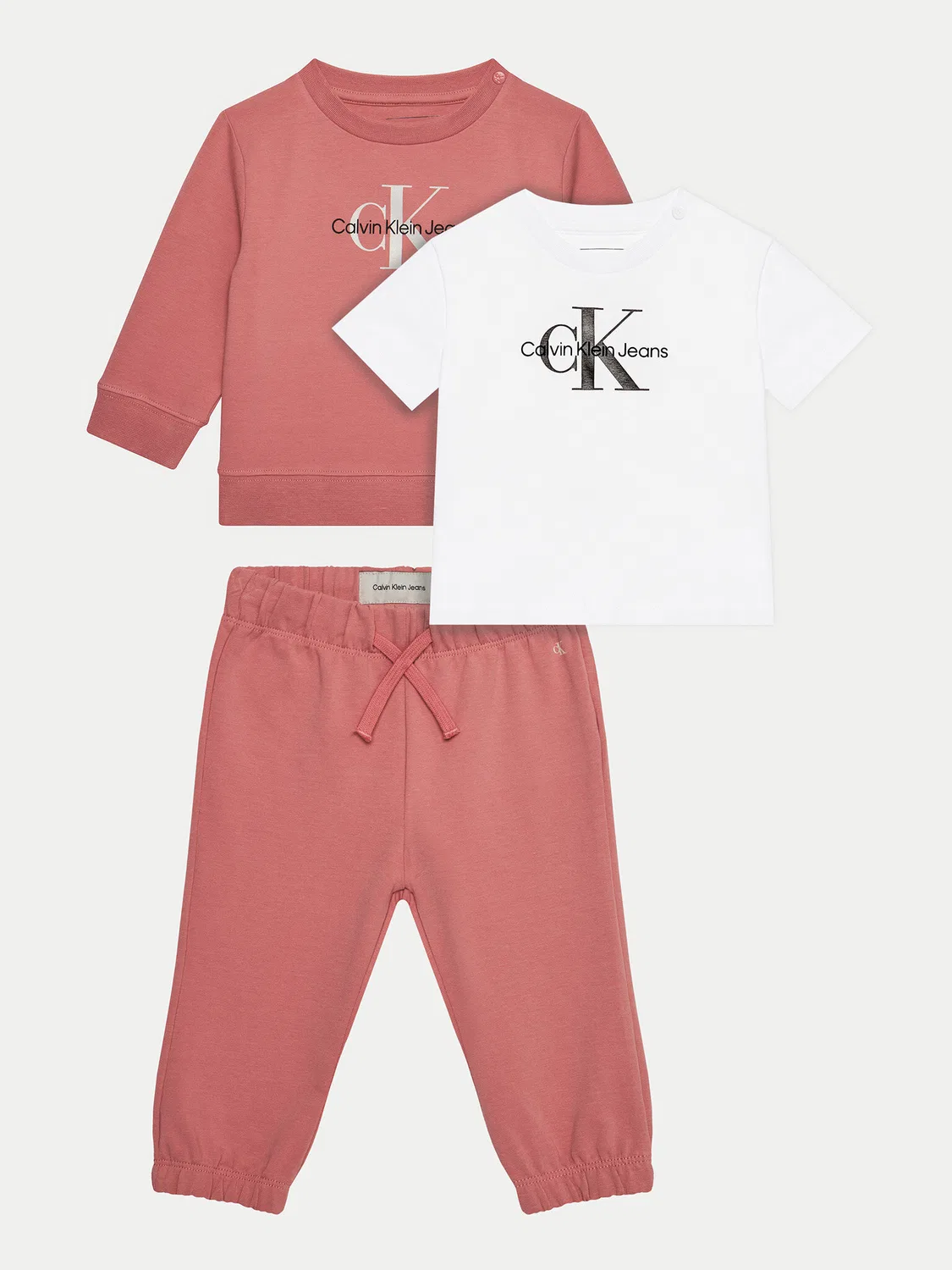 Детский комплект стандартного кроя для девочки Monogram Starter Calvin Klein Jeans, розовый