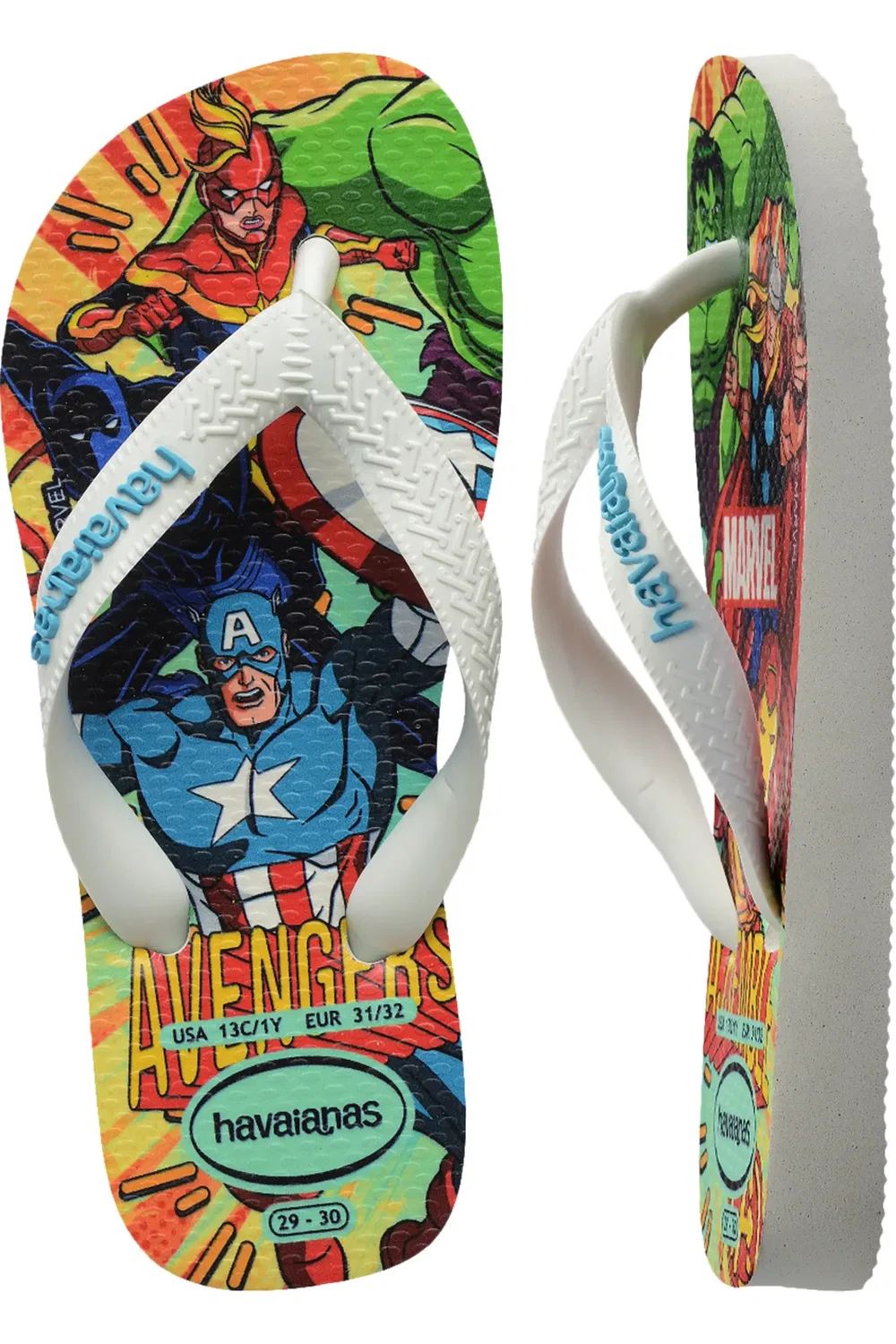 Детские сандалии шлепанцы с Marvel Havaianas, белый/белый/синий — фото 4