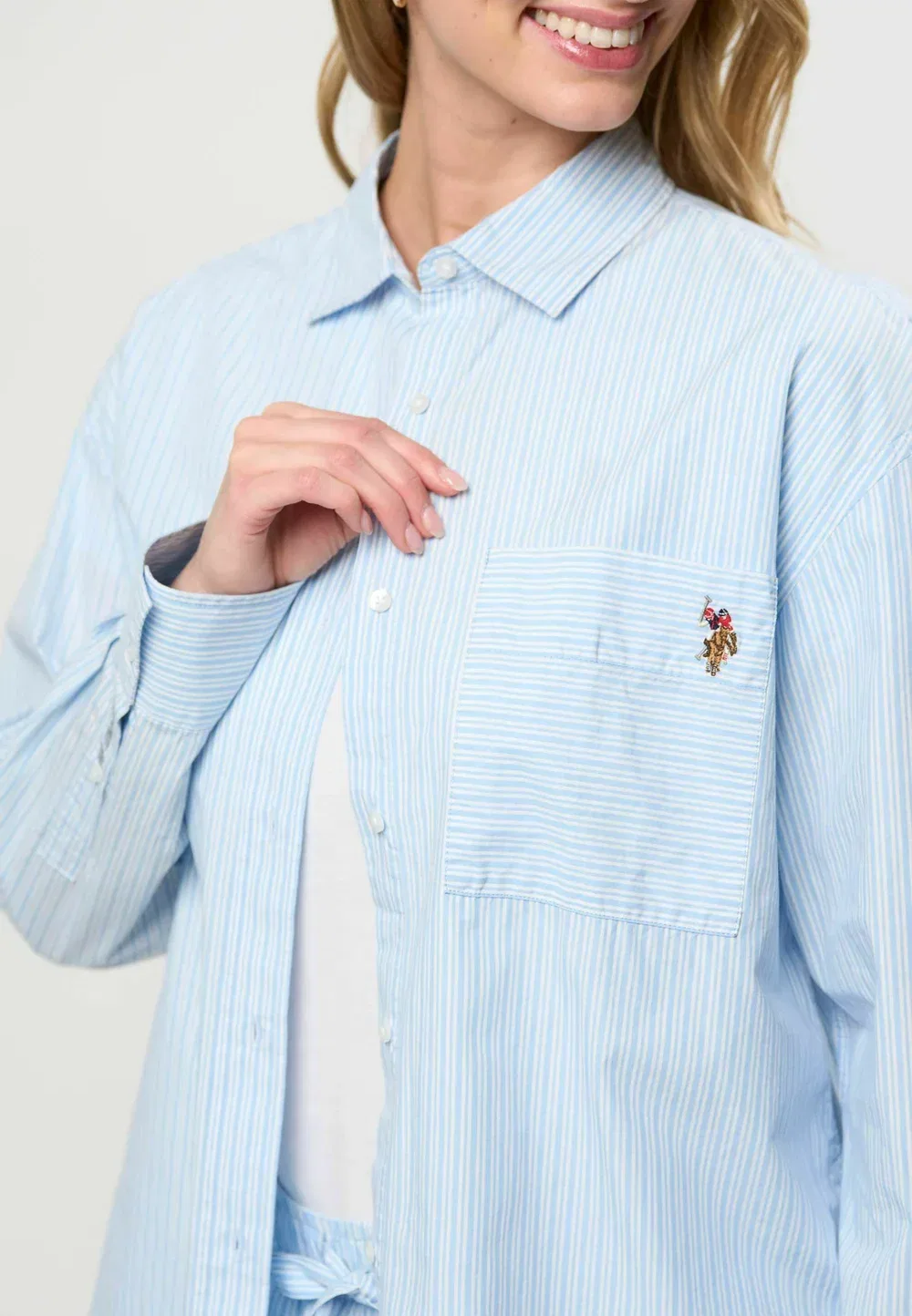 Рубашка Uwliliana - блузка на пуговицах U.S. Polo Assn., Cerulean — фото 4