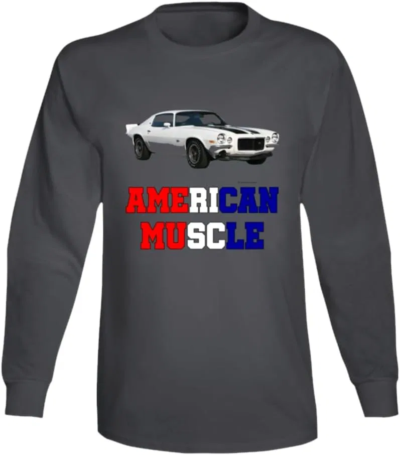 Мужская футболка с длинным рукавом American Muscle Classic Camaro, Charcoal Grey