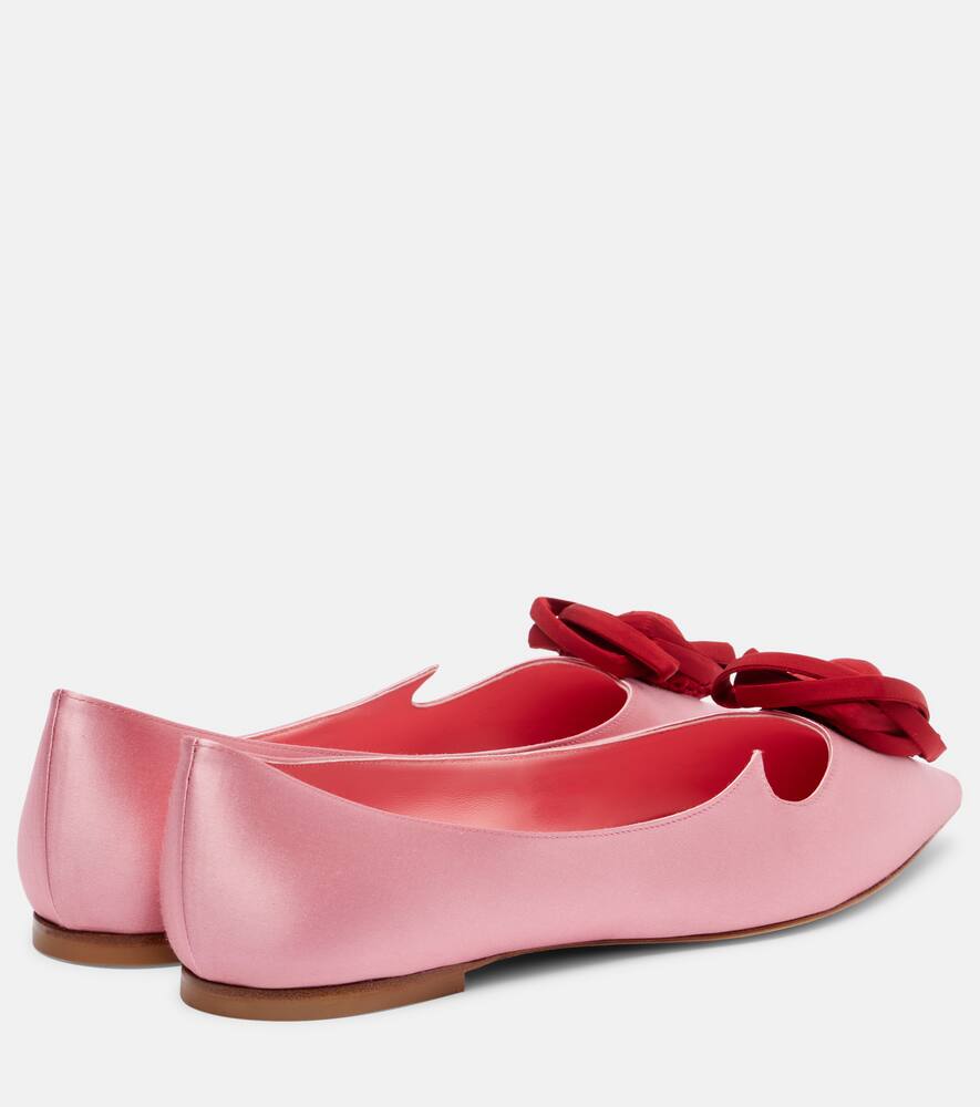 Балетки I Love Viver из сатина с цветочной аппликацией Roger Vivier, Rosa Antico Chiaro+Ribes — фото 2