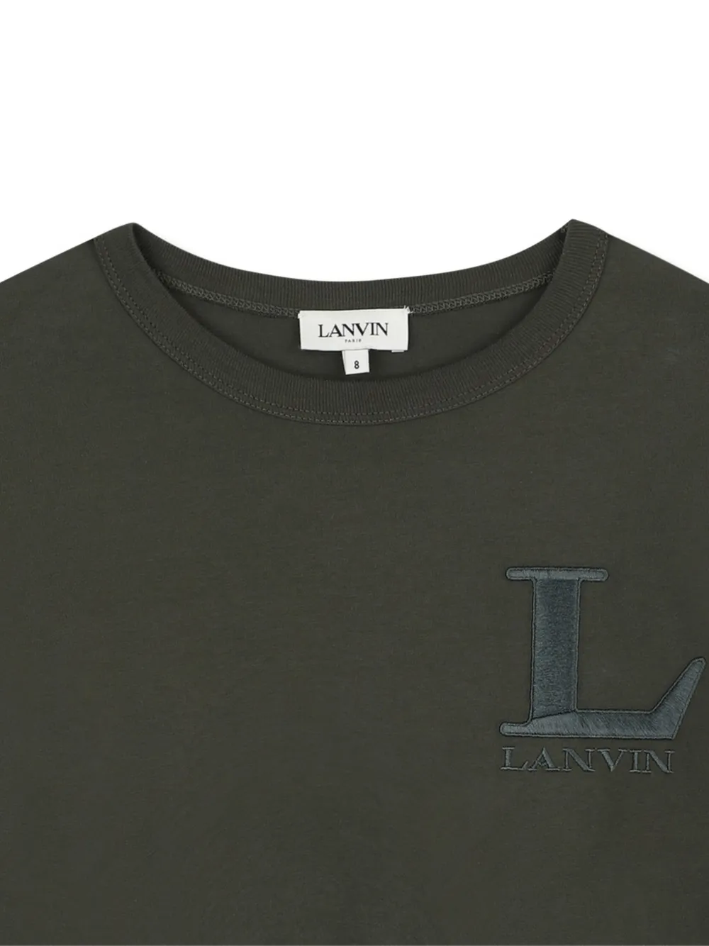 Многослойная футболка с вышитым логотипом Lanvin Enfant, зеленый — фото 3