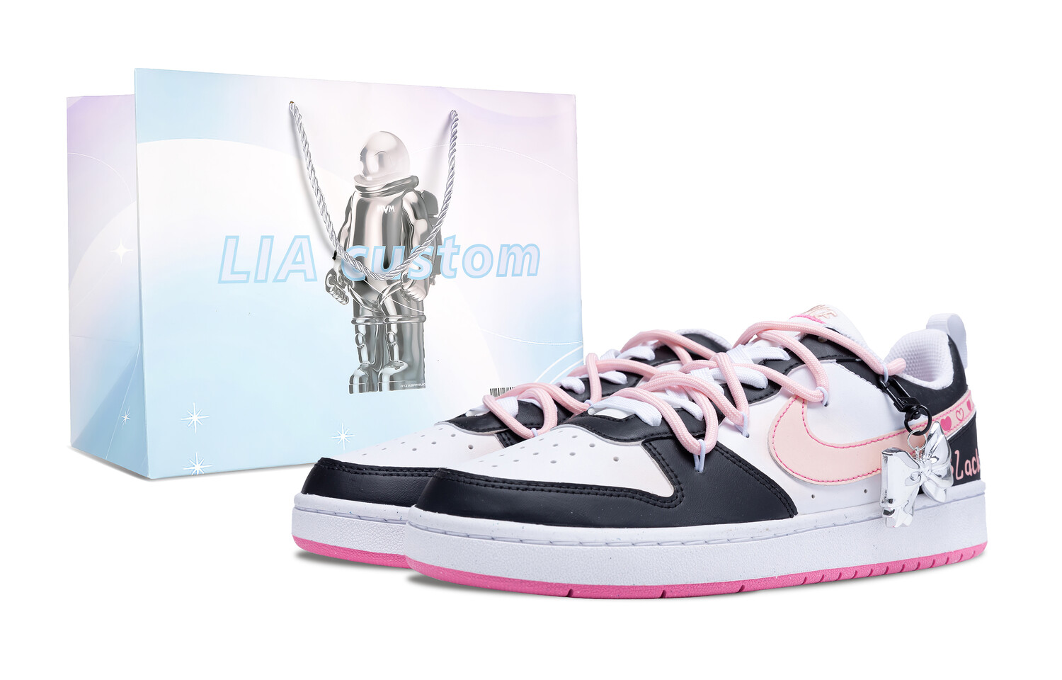 

Кроссовки Nike Court Borough Skateboard Shoes Women's Low-Top Pink, черный