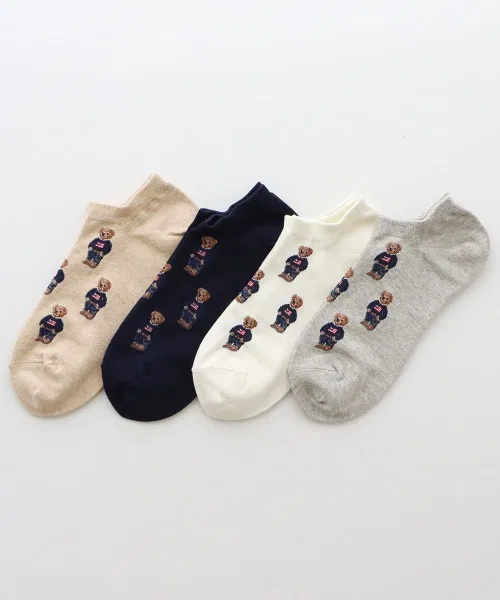 Носки органические хлопковые Polo Ralph Lauren с принтом мишки, светло-серые — фото 4