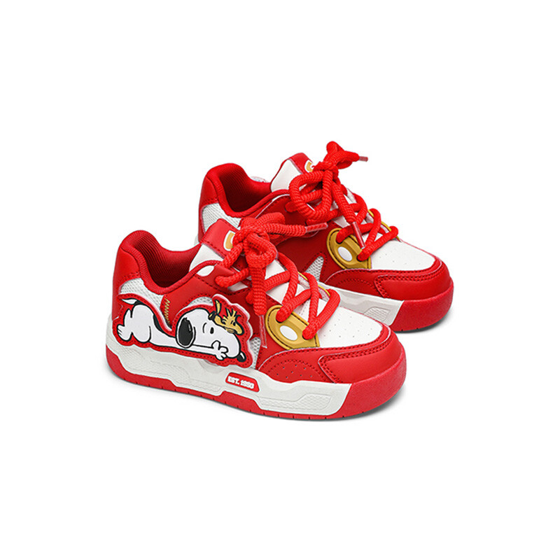Детские кроссовки для скейтбординга Kids Low-top Red Snoopy, красный — фото 2