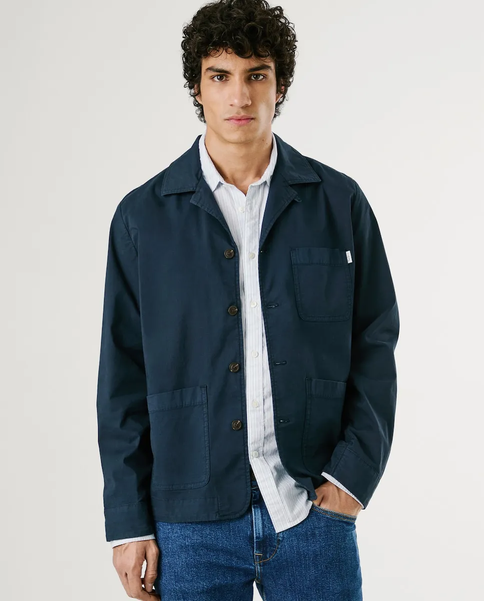 

Мужская рубашка классического кроя с отложным воротником Pepe Jeans, темно-синий