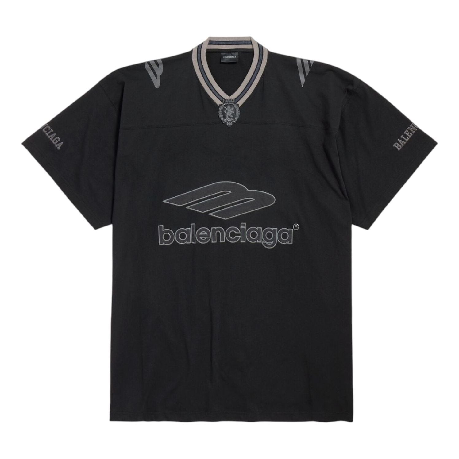 

Футболка Balenciaga 3B Football с V-образным вырезом, оверсайз, черная