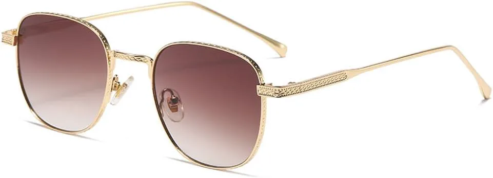 

Солнцезащитные очки в стиле ретро для мужчин и женщин, квадратные, многоугольные, с металлической оправой, защита от ультрафиолета UV400 WNCKSQ, C05 Gold Grad Tea