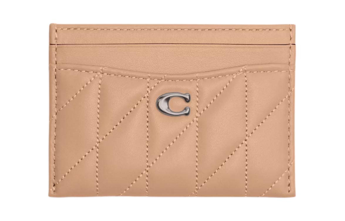 

Визитница из кожи Миниатюрная для женщин Серебристая и Светло-желтая COACH