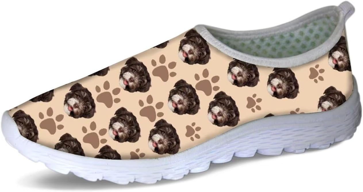 

Рождественские кроссовки Forchrinse с изображением Санта-Клауса, колокольчиков для женщин, удобные кроссовки для ходьбы, мужские слипоны, легкие спортивные кроссовки для фитнеса, Cute Dog Paw Print