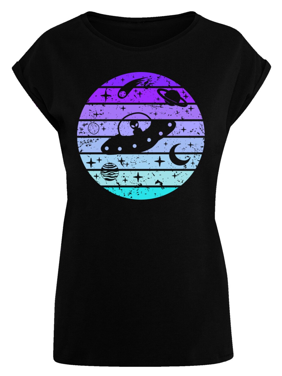 

Рубашка F4NT4STIC Retro Alien Weltraum Sonnenuntergang, черный