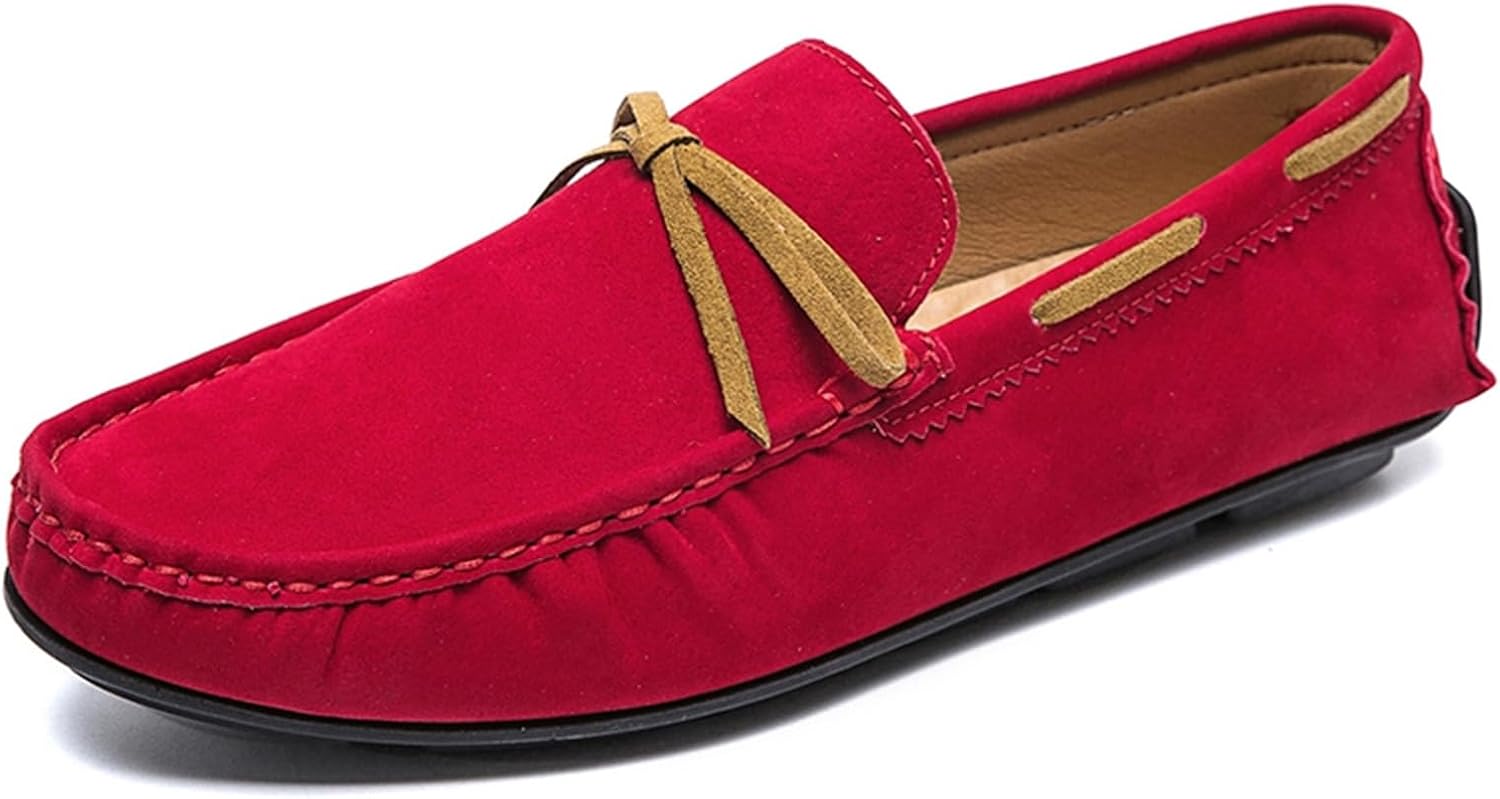 

Мужские кожаные слипоны-лоферы для моды, формальной одежды, повседневной носки, прогулок, вождения и делового стиля Abborora, красный