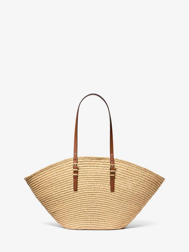 

Сумка-тоут для веера из соломы isa Michael Kors, цвет Pale Yellow/Brown