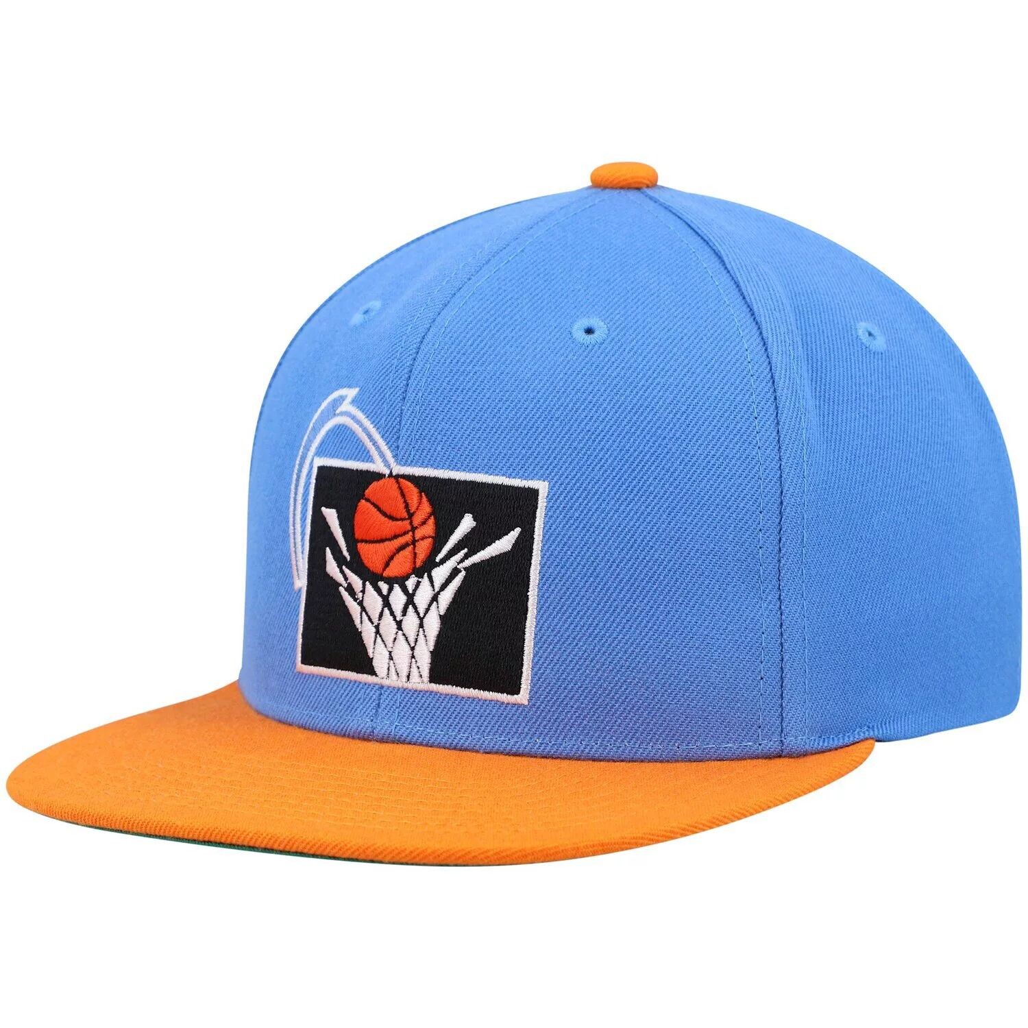 

Мужская двухцветная бейсболка Snapback 2.0 Mitchell & Ness синего/оранжевого цвета Cleveland Cavaliers Hardwood Classics Team