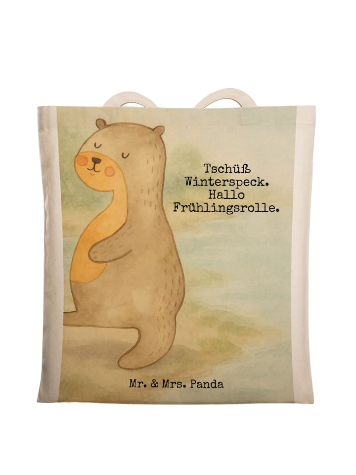 

Mr. & Mrs. Panda Джутовая сумка с рисунком в виде живота выдры и надписью белого цвета