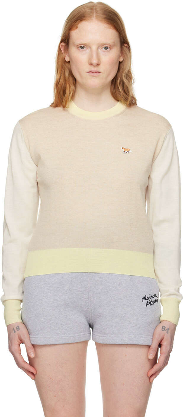 

Бежево-зеленый свитер Baby Fox Maison Kitsune
