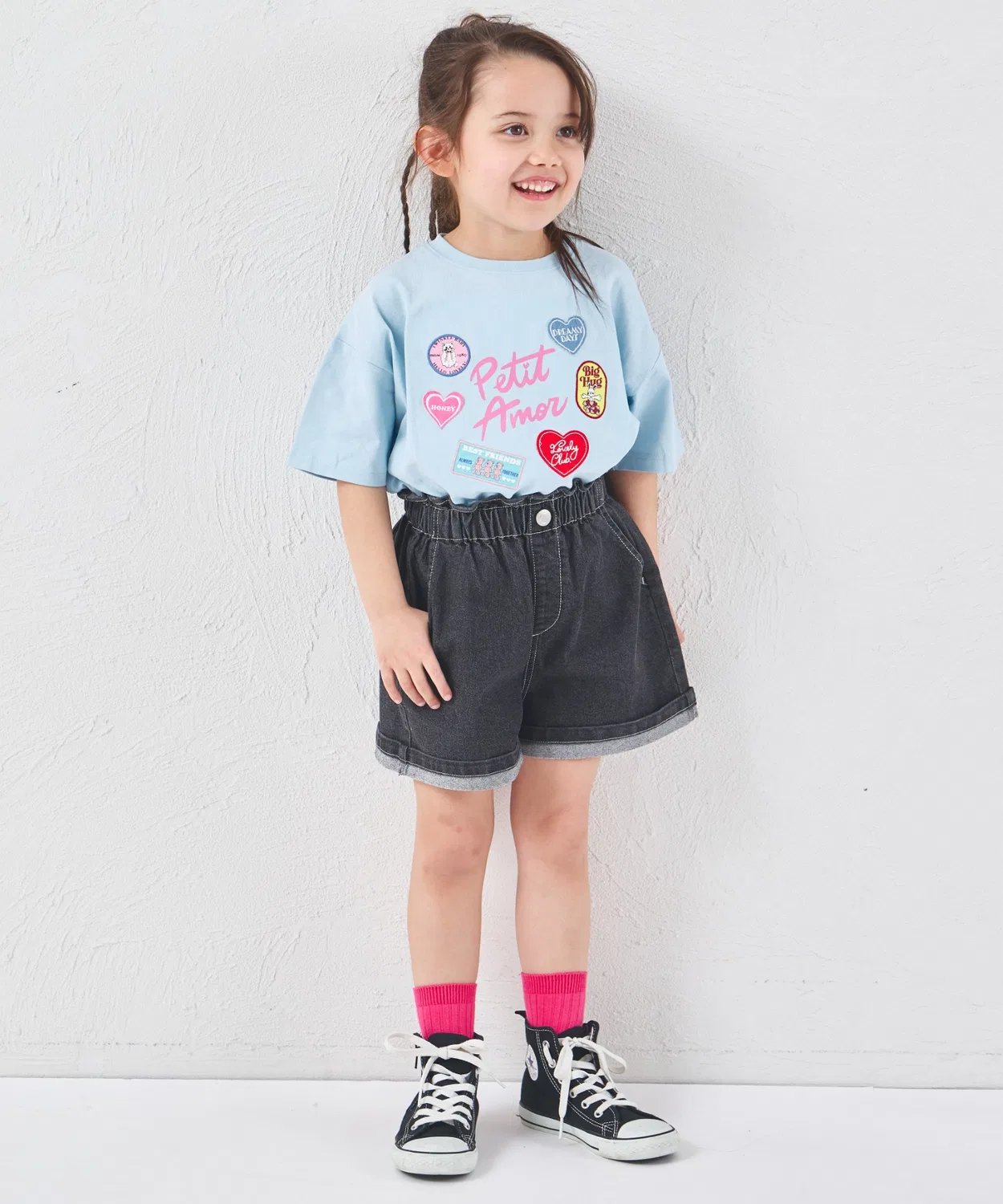 Шорты джинсовые высокой посадки Girls Heart Pocket, черные — фото 3