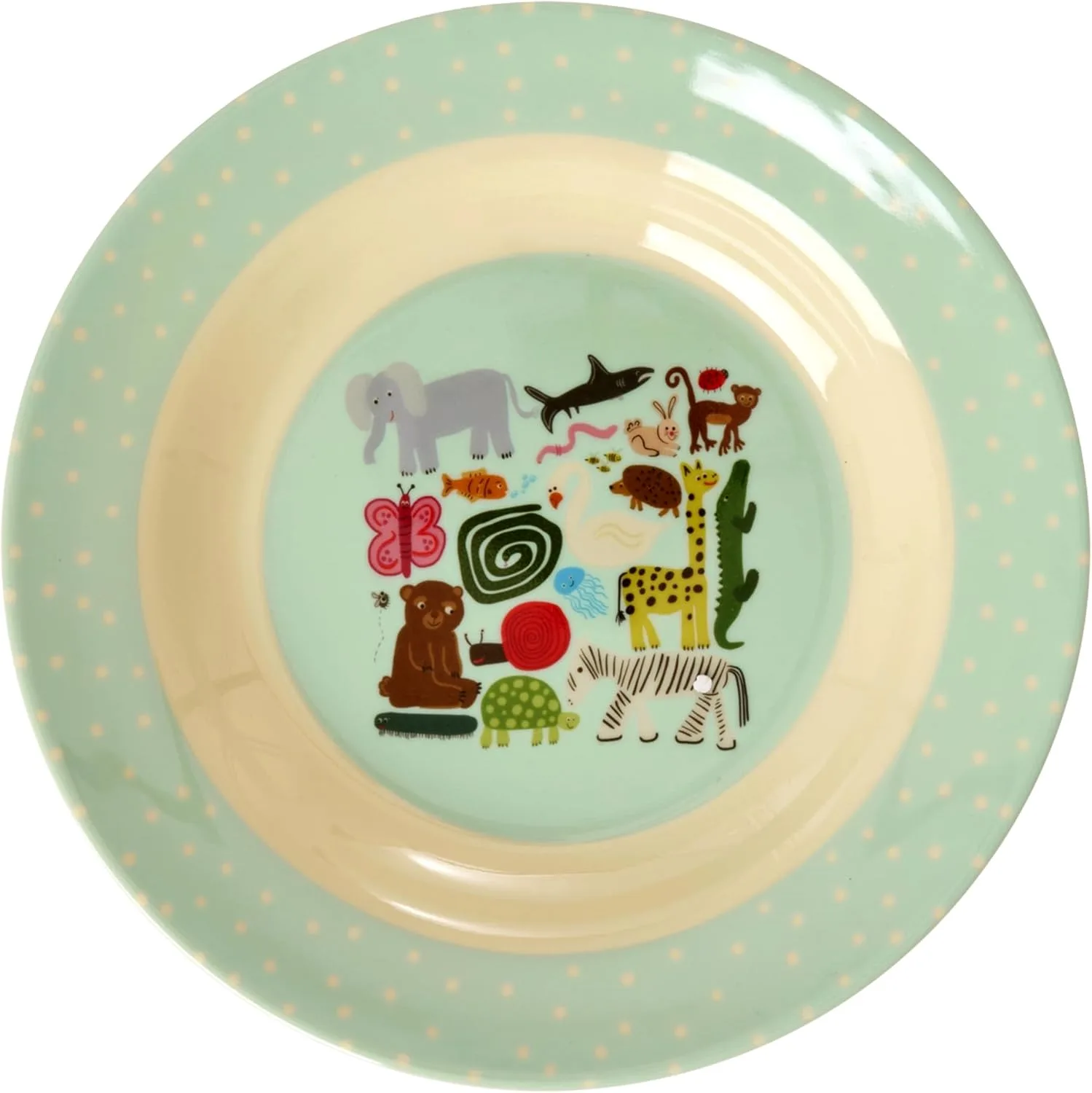 Детская миска Rice Melamine Deep Plate - Mint - Wildlife Print