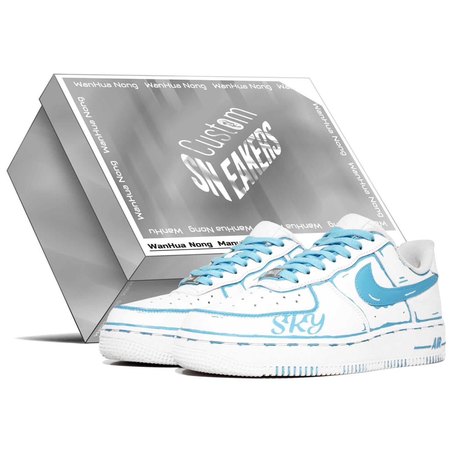 

Кроссовки Nike Air Force 1 Skateboard Shoes Women's Low-Top Blue, белый