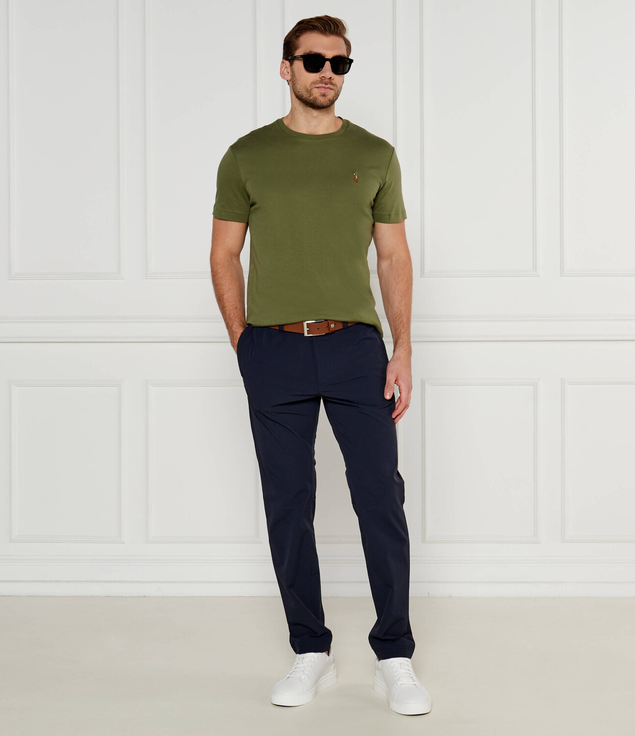 Футболка POLO RALPH LAUREN PIMA Custom slim fit, цвет cachi — фото 2