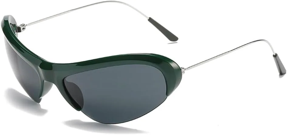

Солнцезащитные очки в стиле Y2K Sports Punk, модные солнцезащитные очки в оправе из сплава с индивидуальной защитой от УФ-излучения KTUCN, Dark Green Grey