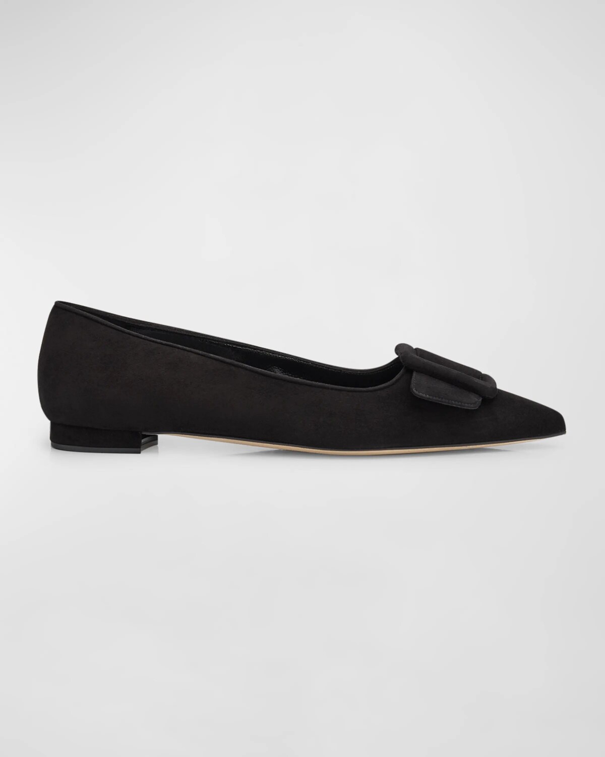 Замшевые балетки Maysale с пряжкой Manolo Blahnik, черный