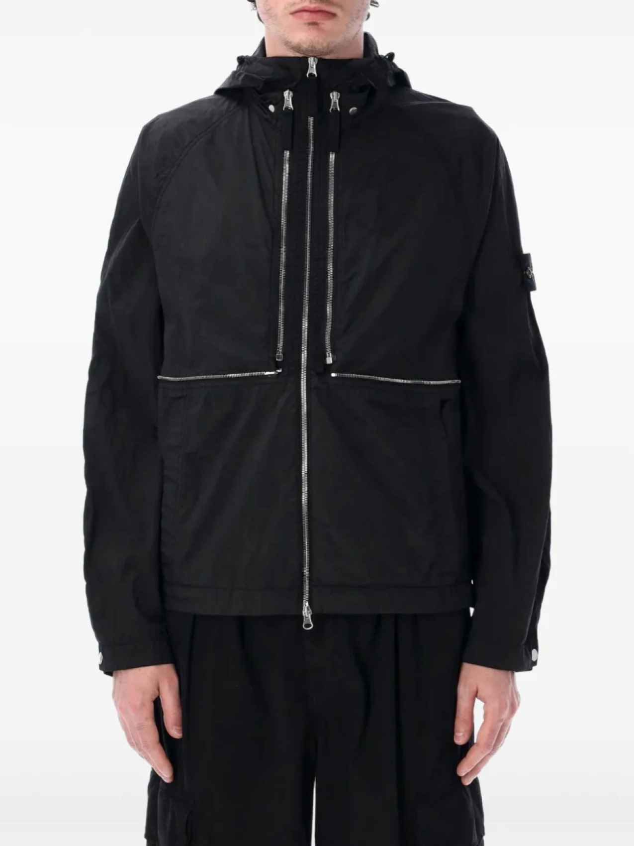 

Ветровка с капюшоном Stone Island, черный