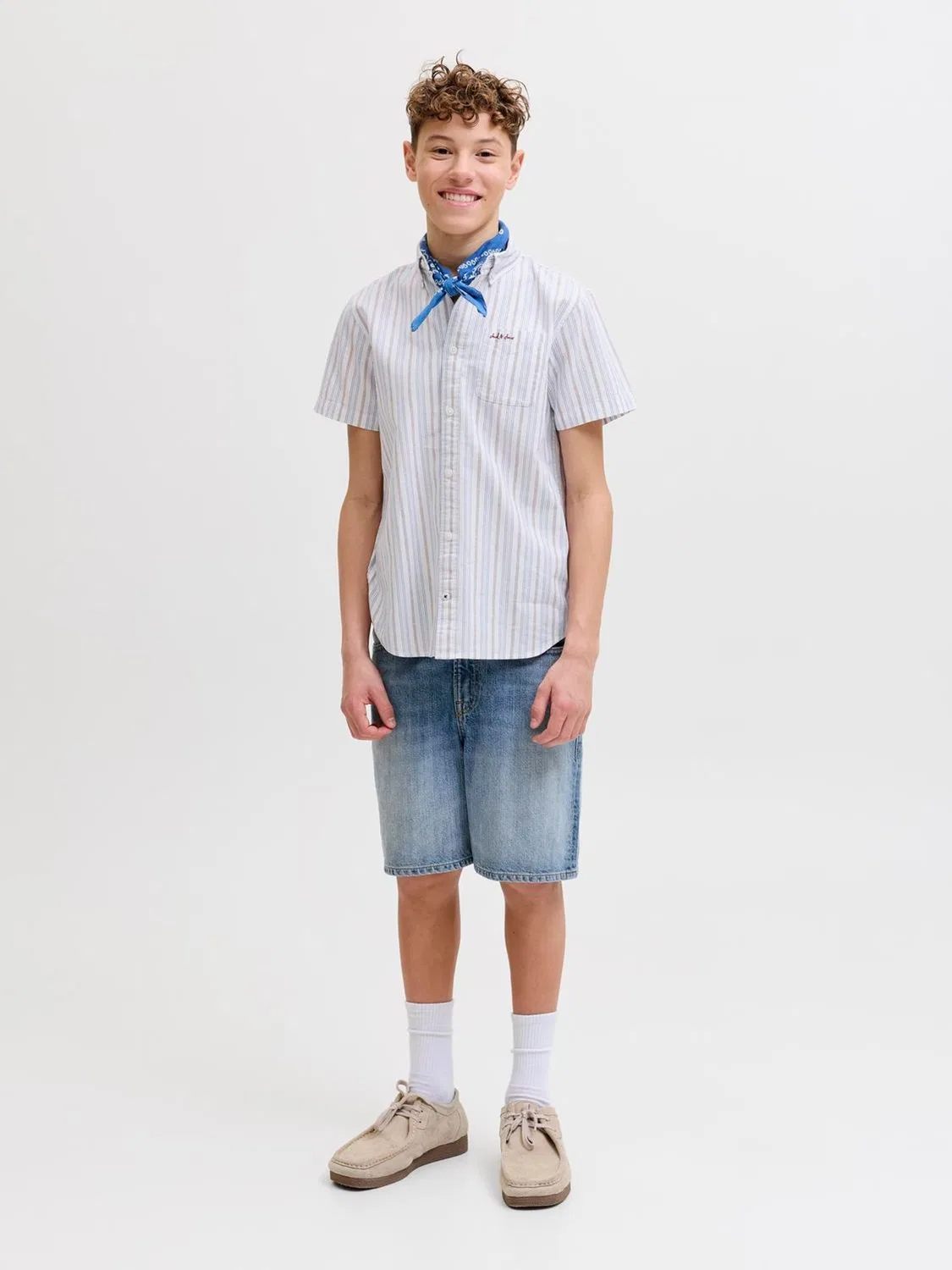 Рубашка с полоской, Jack & Jones Junior, белая — фото 4