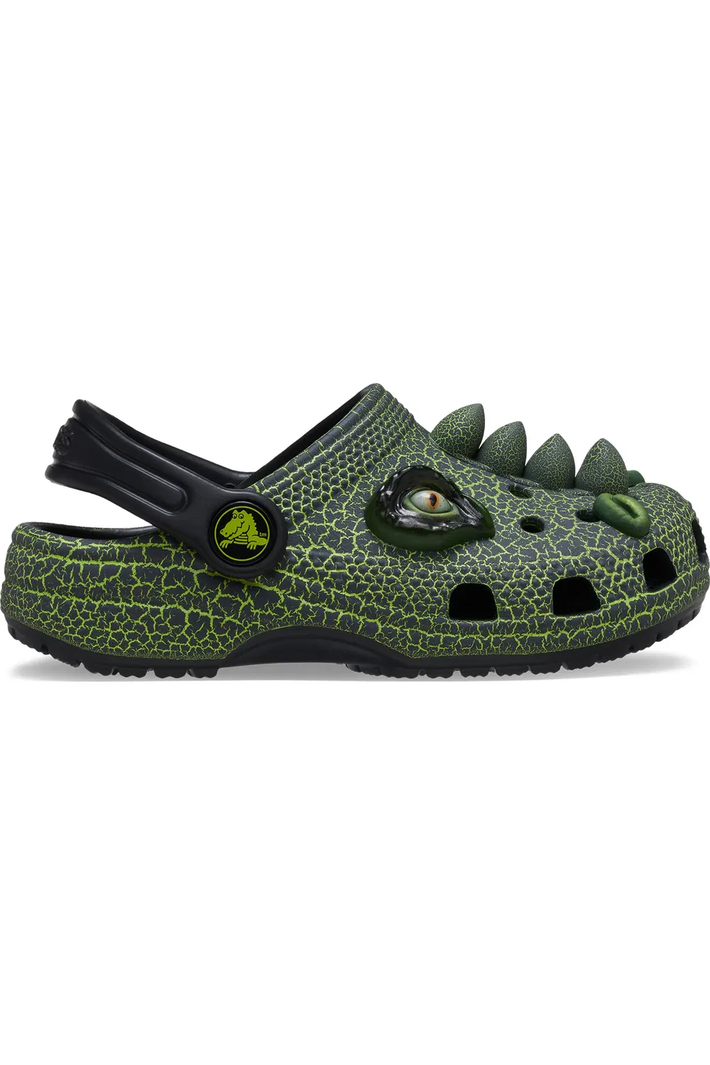 Детские сабо с динозавром Classic IAM Scary Dino Clog CROCS, зеленый/черный — фото 2