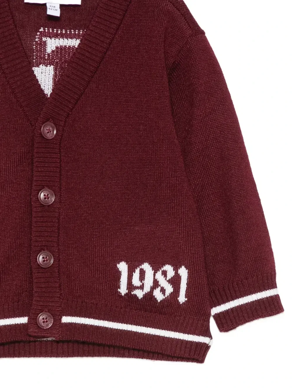 Кардиган в полоску с логотипом-интарсией Emporio Armani Kids, красный — фото 3