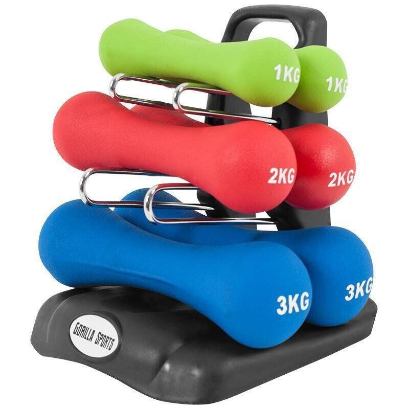 

Набор гантелей для спортзала неопреновый 12 кг GORILLA SPORTS