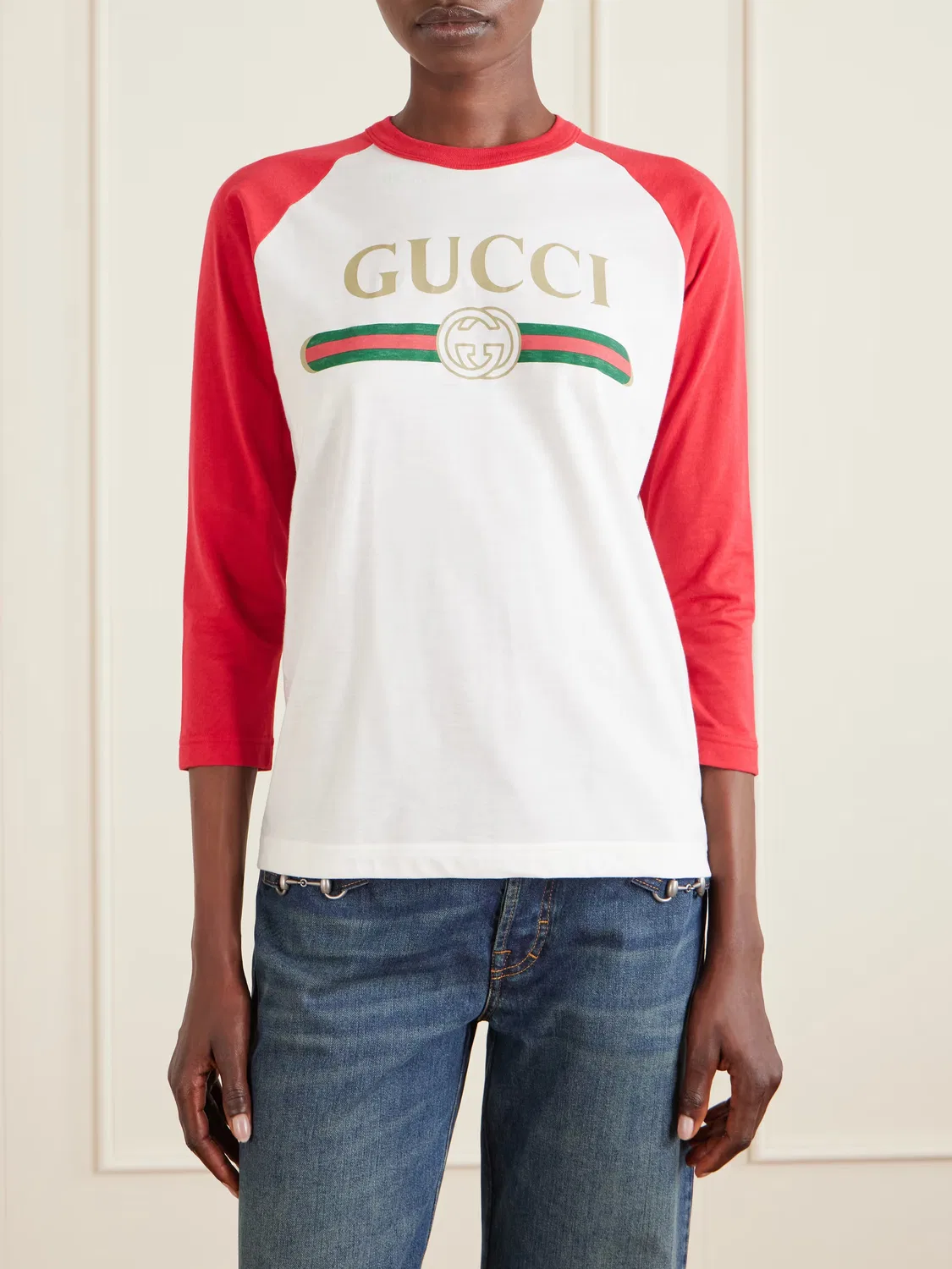 Футболка Gucci из хлопкового трикотажа с принтом, белый — фото 3