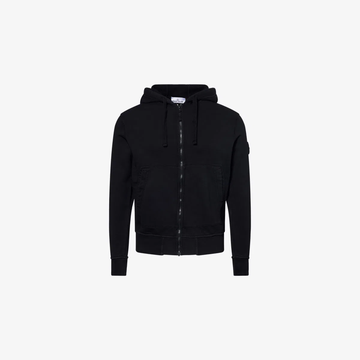 Хлопковая толстовка на молнии с нашивкой бренда Stone Island, черный