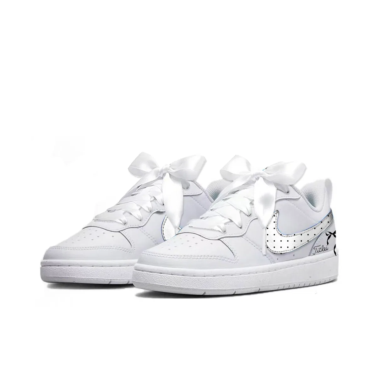 Детские кеды для скейтбординга с принтом Court Borough Kids, Nike, White/Silver — фото 4