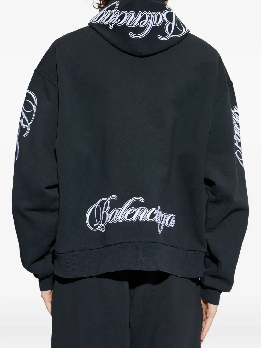 Худи Cursive Balenciaga, черный — фото 4