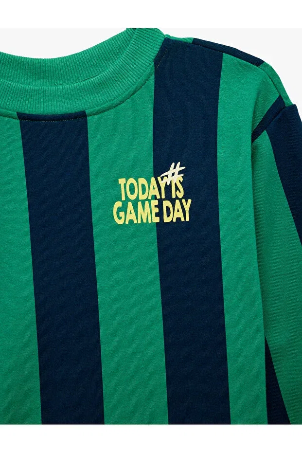 Детские свитшот с принтом для мальчиков Koton, Green Striped — фото 4